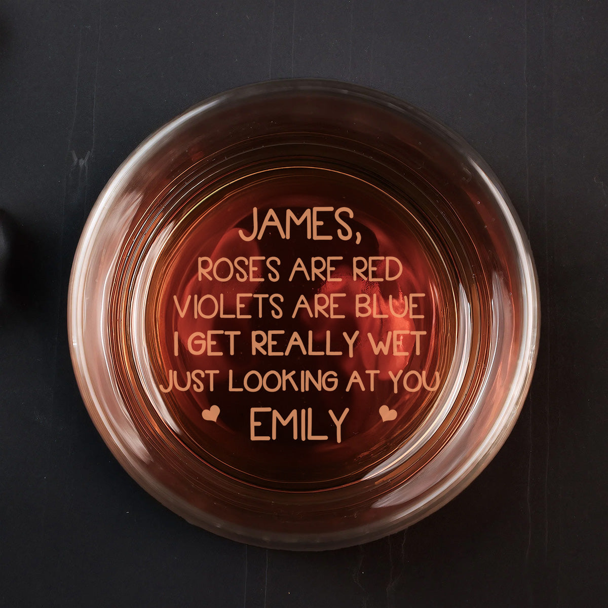 Custom Christmas Anniversary Birthday Drinkware Gifts for Couple • Roses Are Red - Personalized Engraved Whiskey Glass