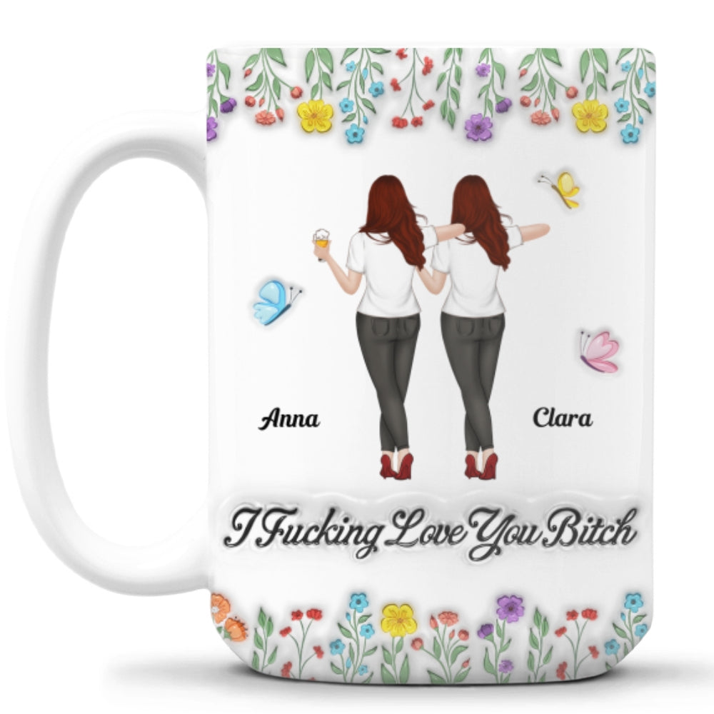 Custom Best Friend, Christmas & Birthday Friendship Keepsake Gift • I Love You My Friends - Personalized 3D Inflated Effect Mug