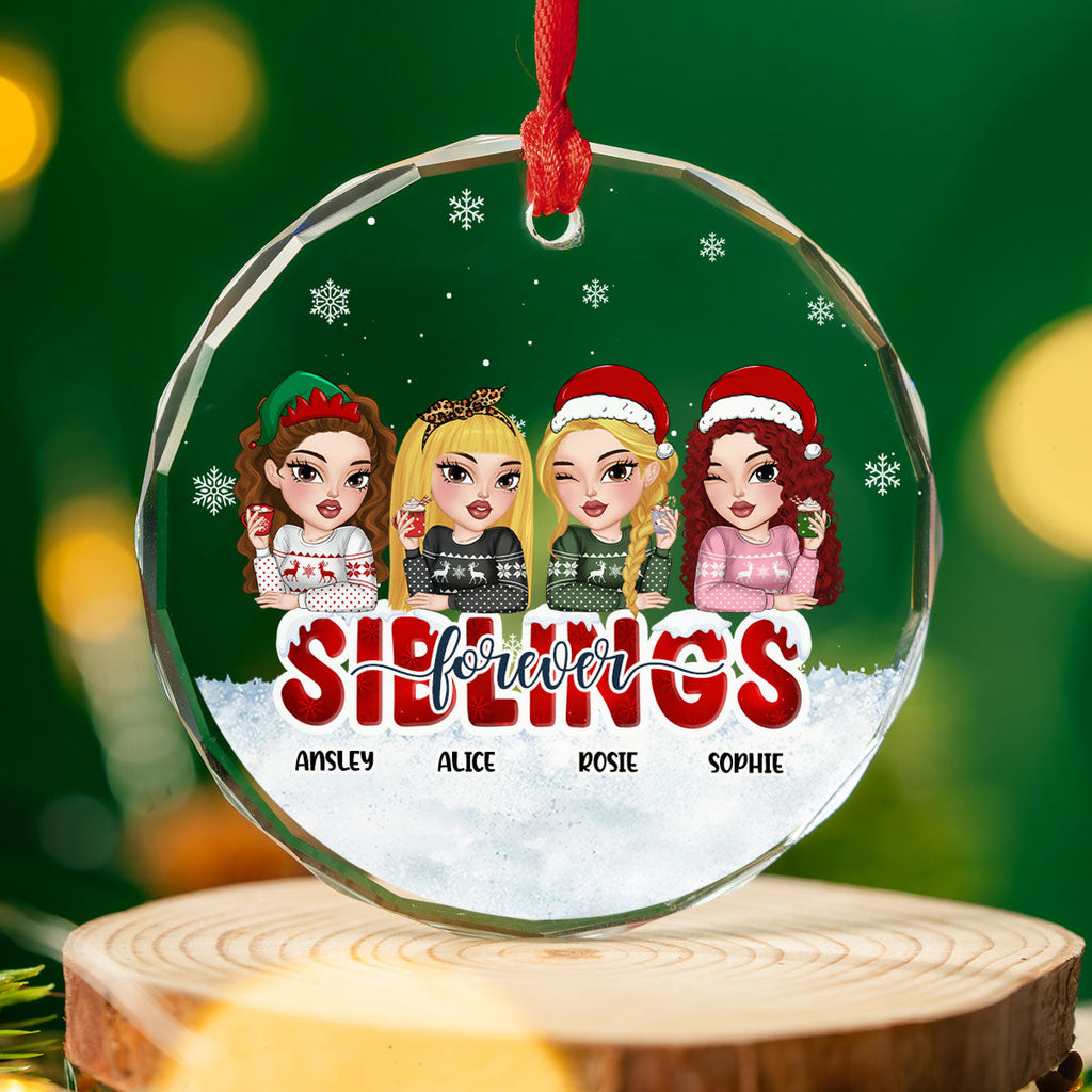 Custom Friendship Christmas Ornament, Best Friend Gift •  Forever Be My Bestie - Personalized Glass Ornament