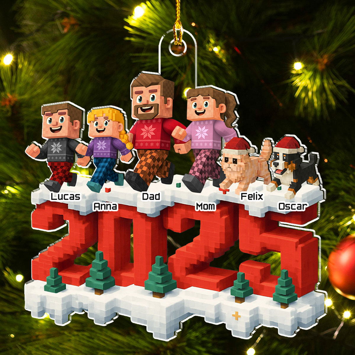 Custom Family Ornament, Christmas Gift for Family Members •  All Of Us This Year - Personalized 3D Effect Acrylic Ornament