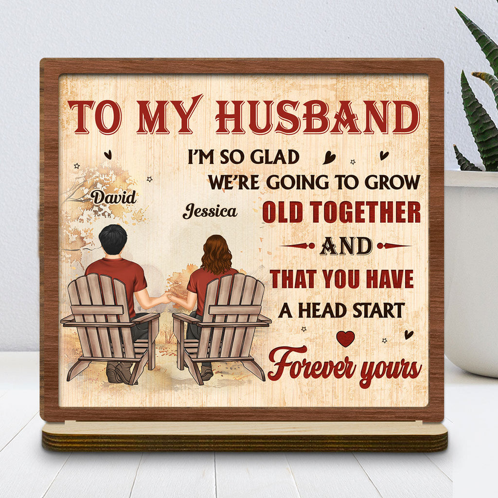 Custom Couple's Decor, Anniversary & Wedding Gift • A Lifetime With You - Personalized 2-Layer Wood Plaque With Flat Base