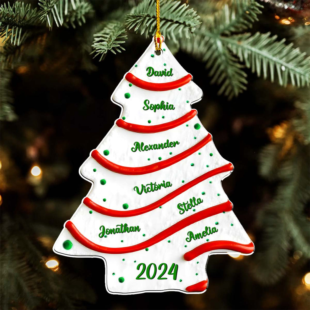 Custom Family Ornament, Christmas Gift for Family Members •  Christmas Tree Cake Name - Personalized 3D Effect Acrylic Ornament - Gifts For Family, Friends, Coworkers