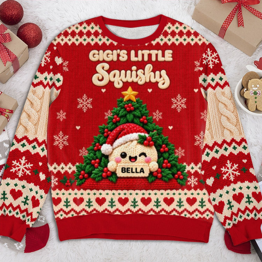 Custom Grandma Christmas Sweatshirt, Gift for Mothers • Little Squishies - Personalized All-Over-Print Sweatshirt
