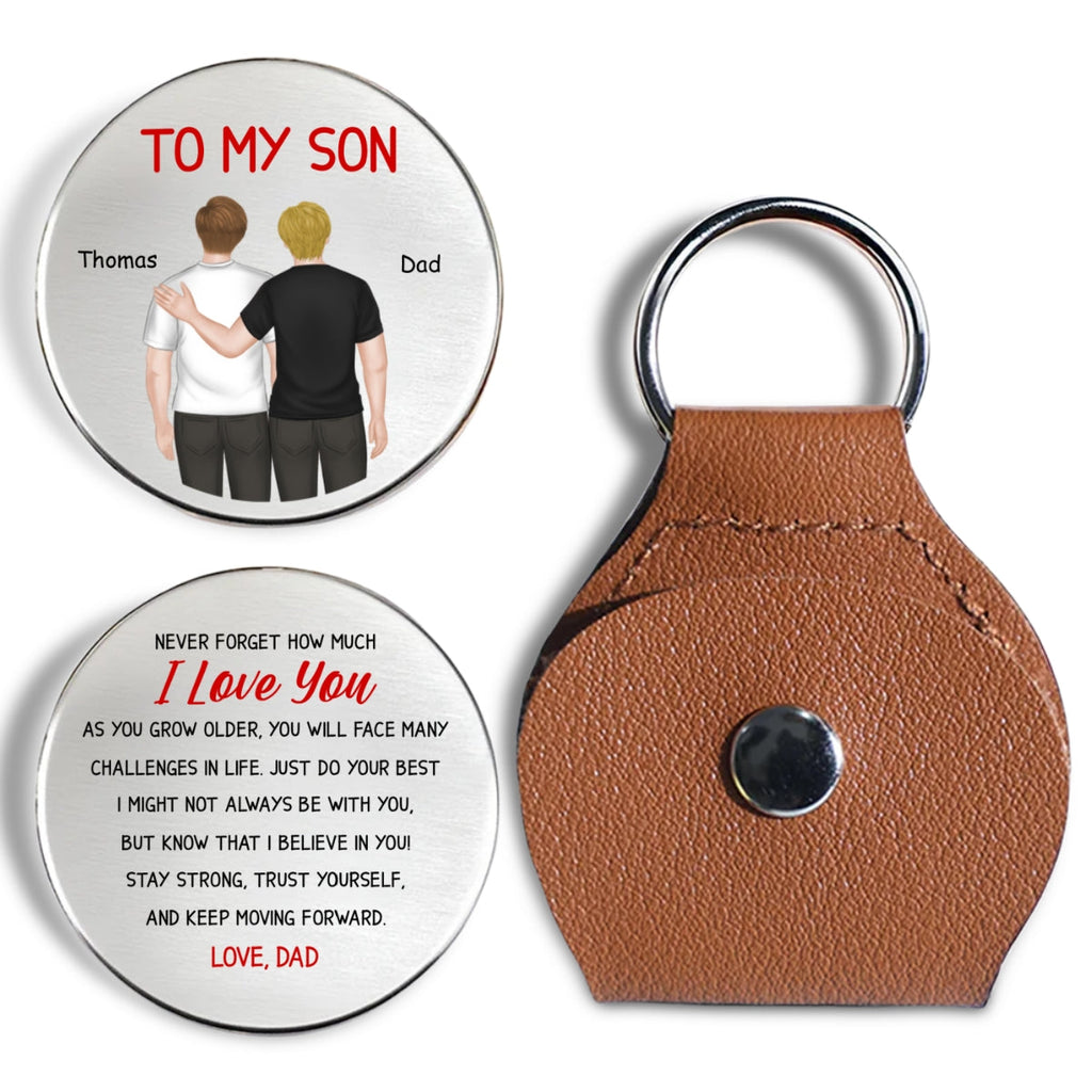 Custom Coin Keychain for Son, Father's Day Birthday Gifts • My Boy My Son - Personalized Pocket Hug