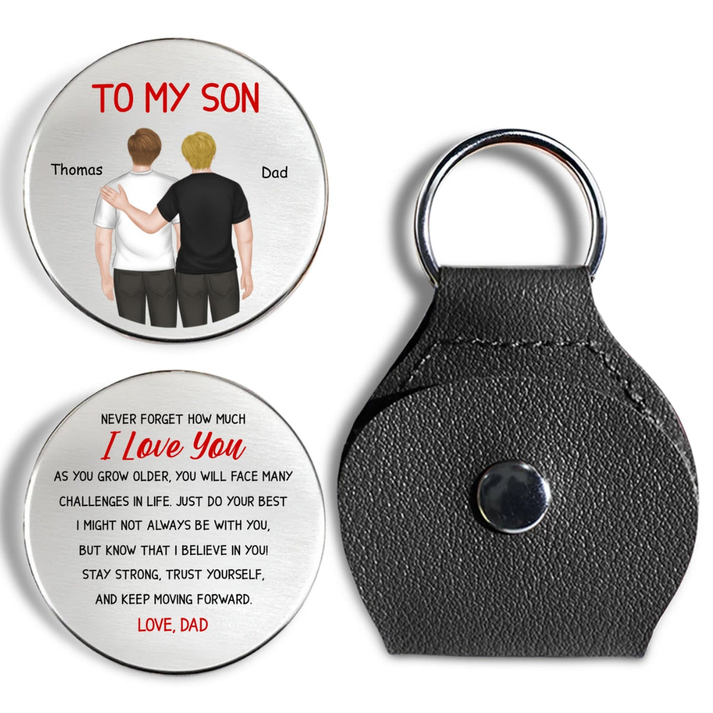 Custom Coin Keychain for Son, Father's Day Birthday Gifts • My Boy My Son - Personalized Pocket Hug