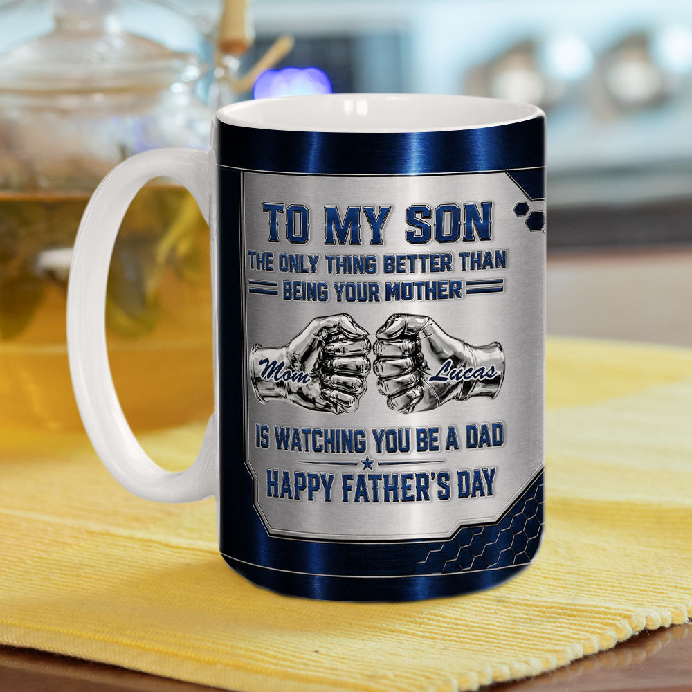 Custom Father's Day Gift For Son • Watching My Son 2 - Personalized 3D Inflated Effect Mug
