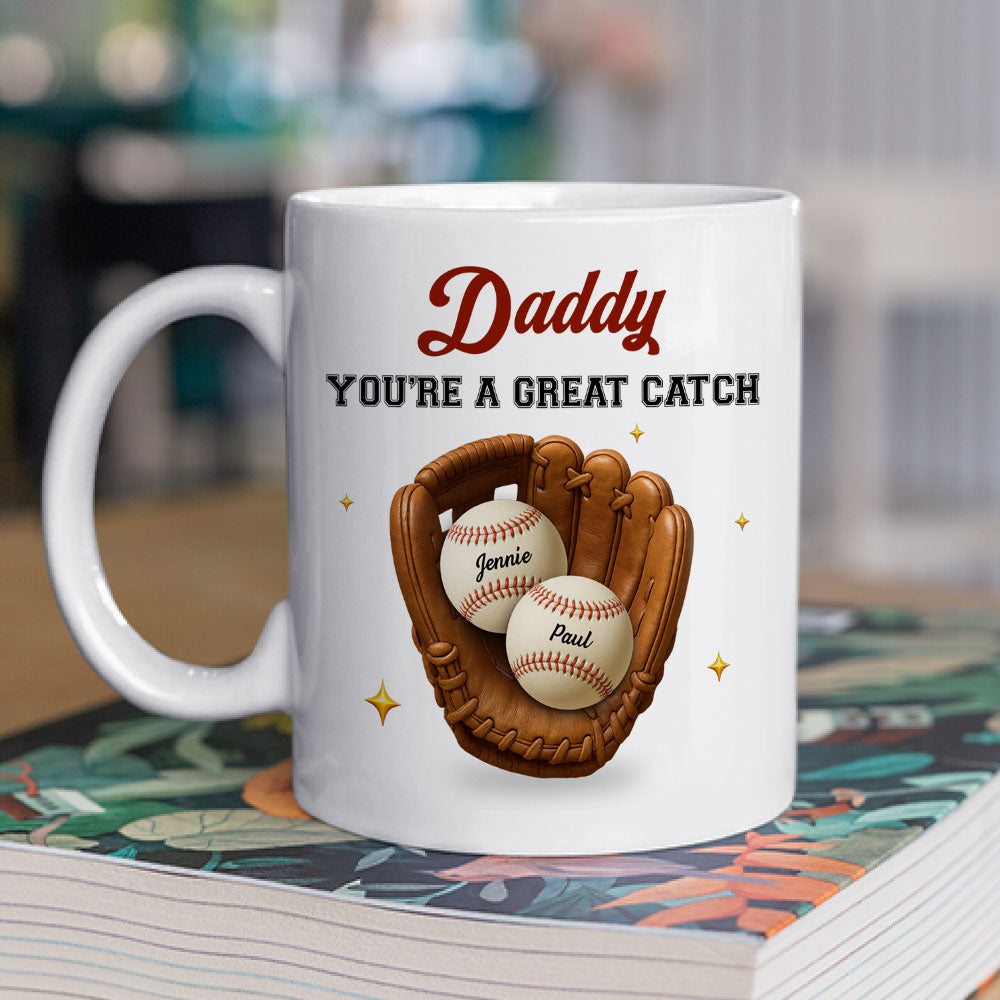 Custom Father's Day, Special Gift for Dad & Grandpa • Great Catch - Personalized Coffee Mug