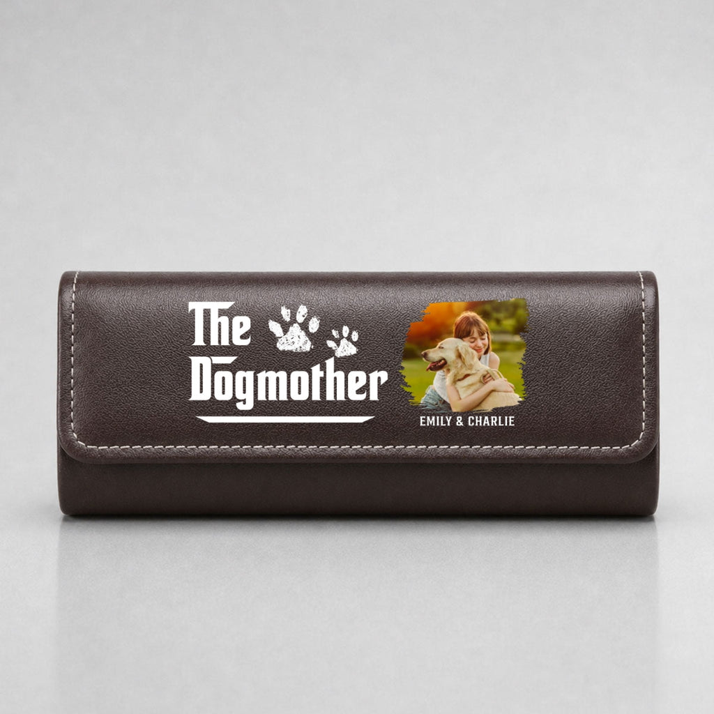 Cool Dog Mother Photo - Personalized Leather Eyeglass Case