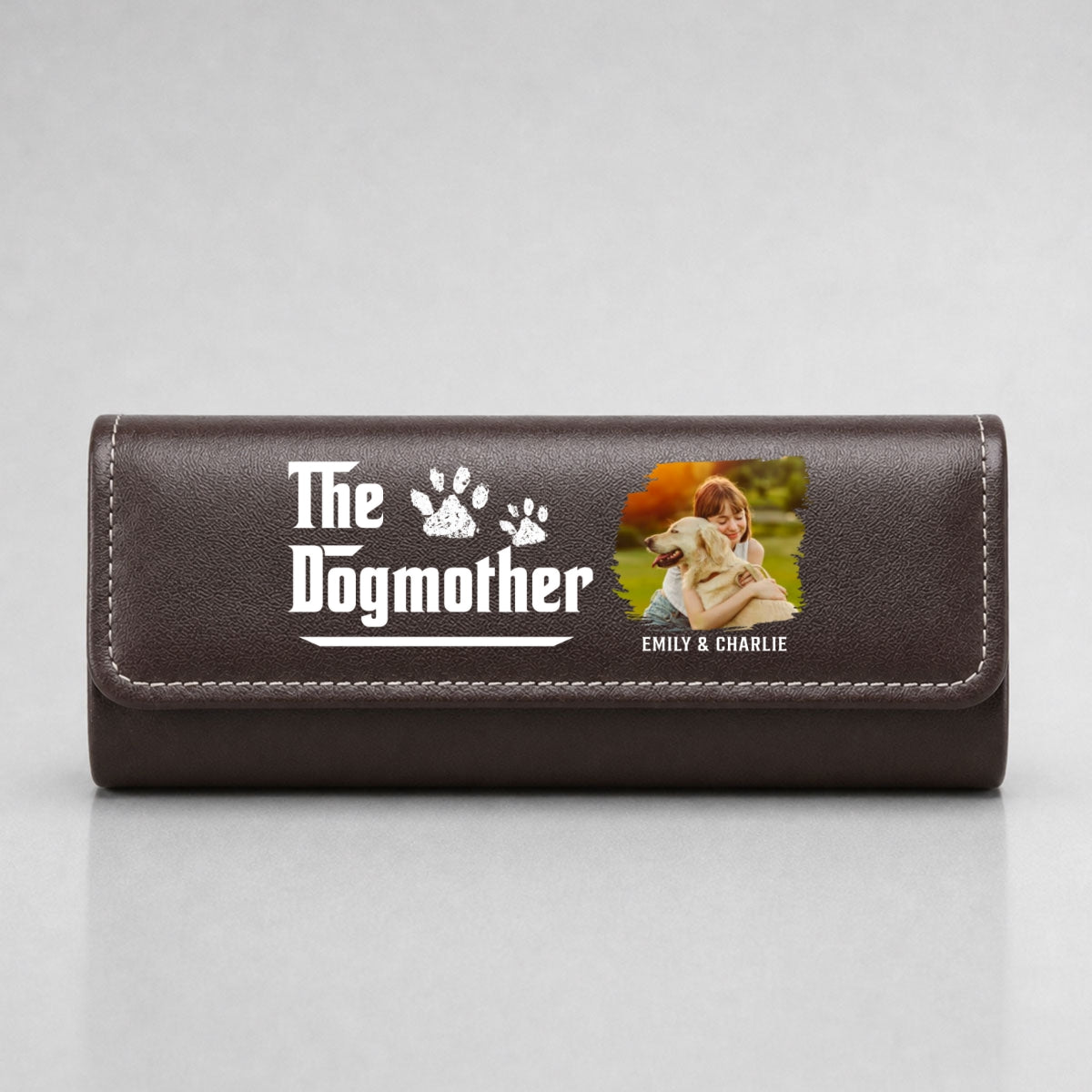 Cool Dog Mother Photo - Personalized Leather Eyeglass Case