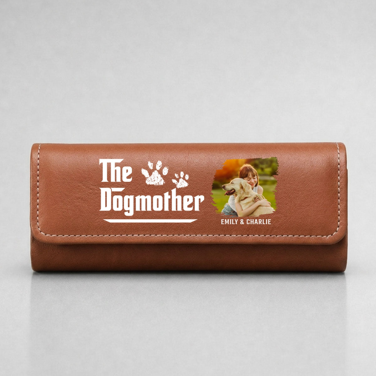 Cool Dog Mother Photo - Personalized Leather Eyeglass Case