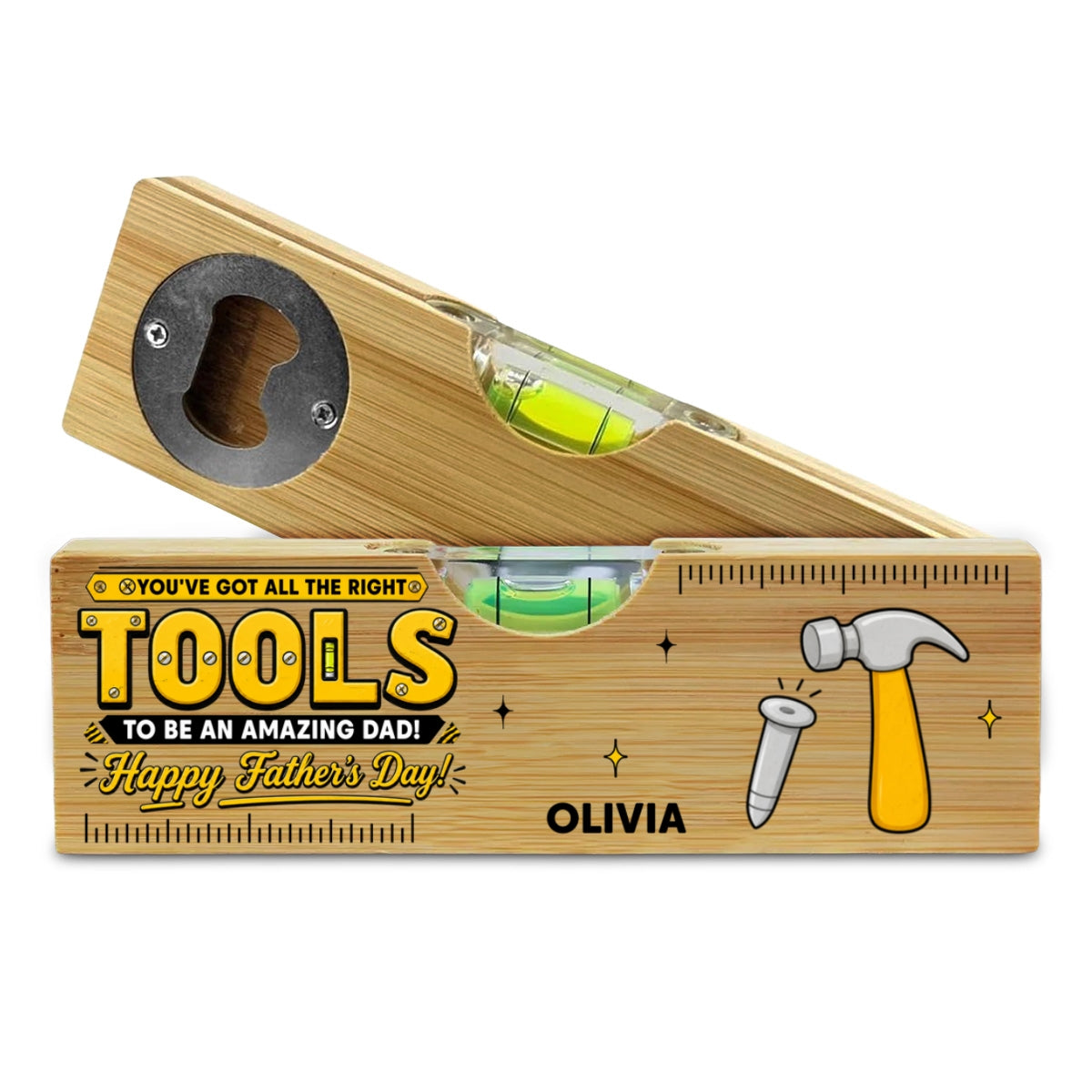All The Right Tools - Personalized Wooden Spirit Level Bottle Opener