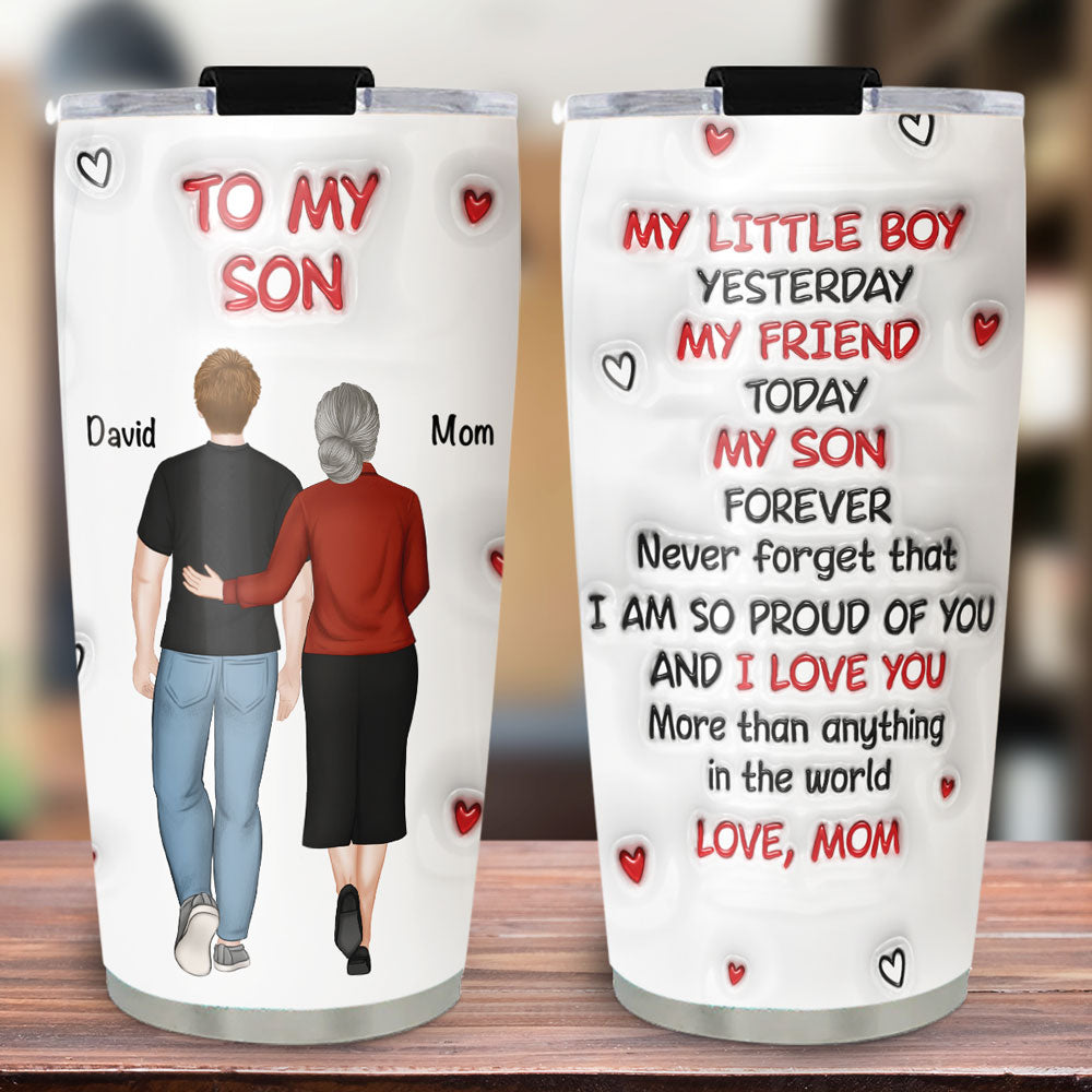 Custom Christmas Birthday Gifts For Daughter • Hug From Mom - Personalized 3D Inflated Effect Tumbler