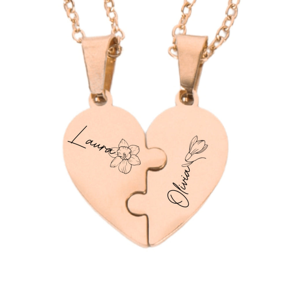 Friends Forever - Personalized Heart Puzzle Necklace