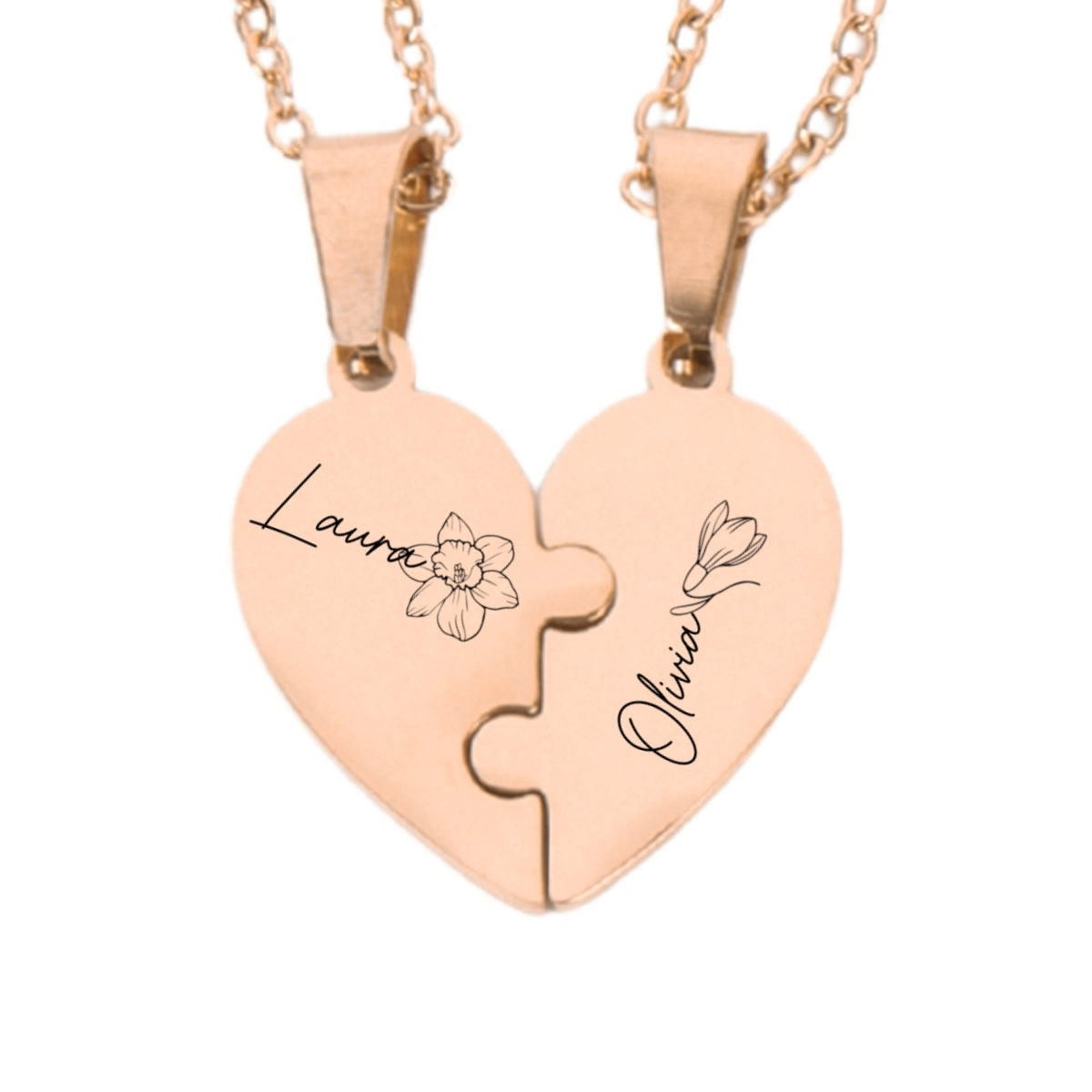 Friends Forever - Personalized Heart Puzzle Necklace