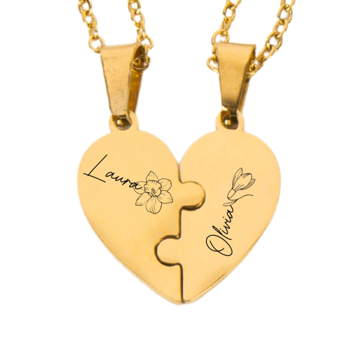 Friends Forever - Personalized Heart Puzzle Necklace