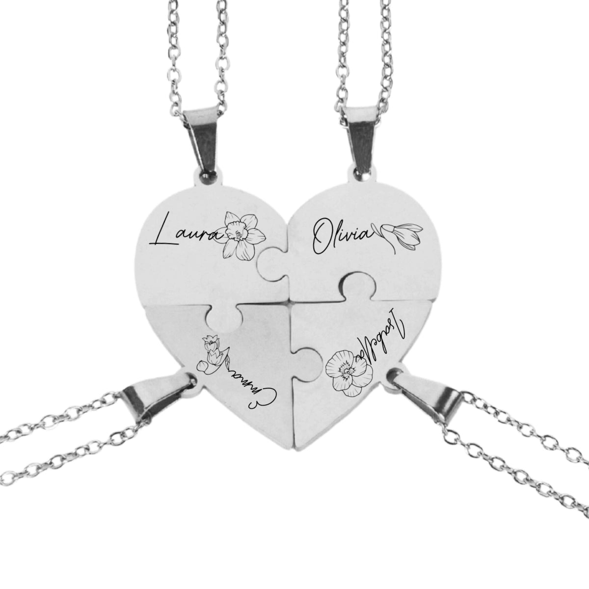 Friends Forever - Personalized Heart Puzzle Necklace