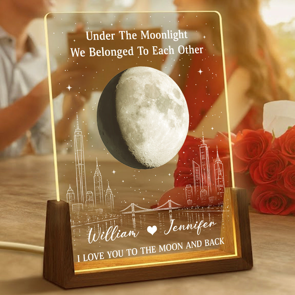 Custom Anniversary, Wedding, Christmas Gift For Husband, Him• Under The Moonlight - Personalized Night Light
