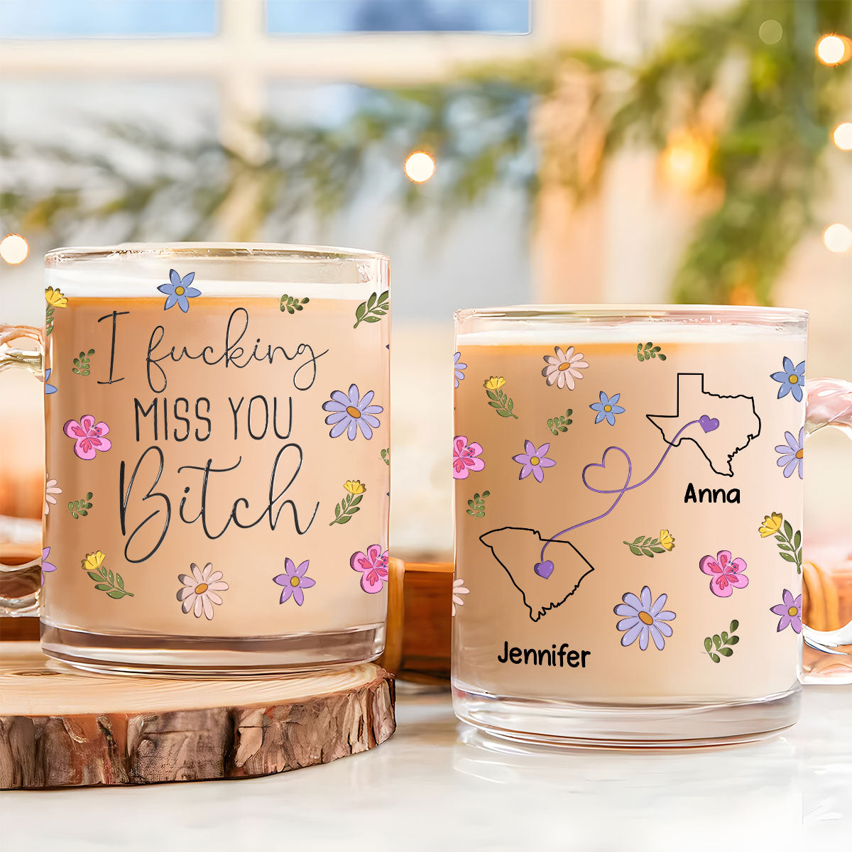 Custom Best Friend, Christmas & Birthday Friendship Keepsake Gift • I Miss You Bestie - Personalized Glass Mug