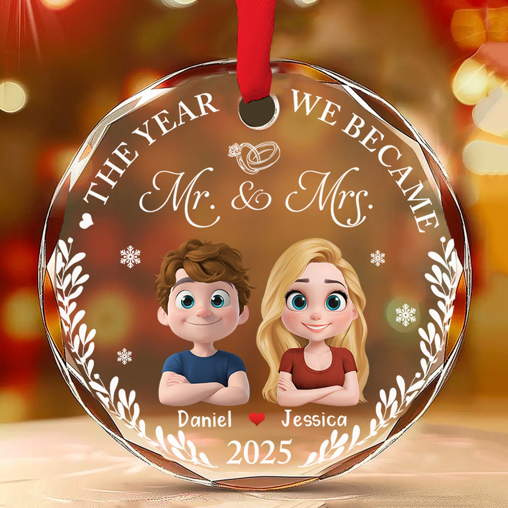 Custom Keepsake Christmas Ornament •  Save The Special Date - Personalized Glass Ornament