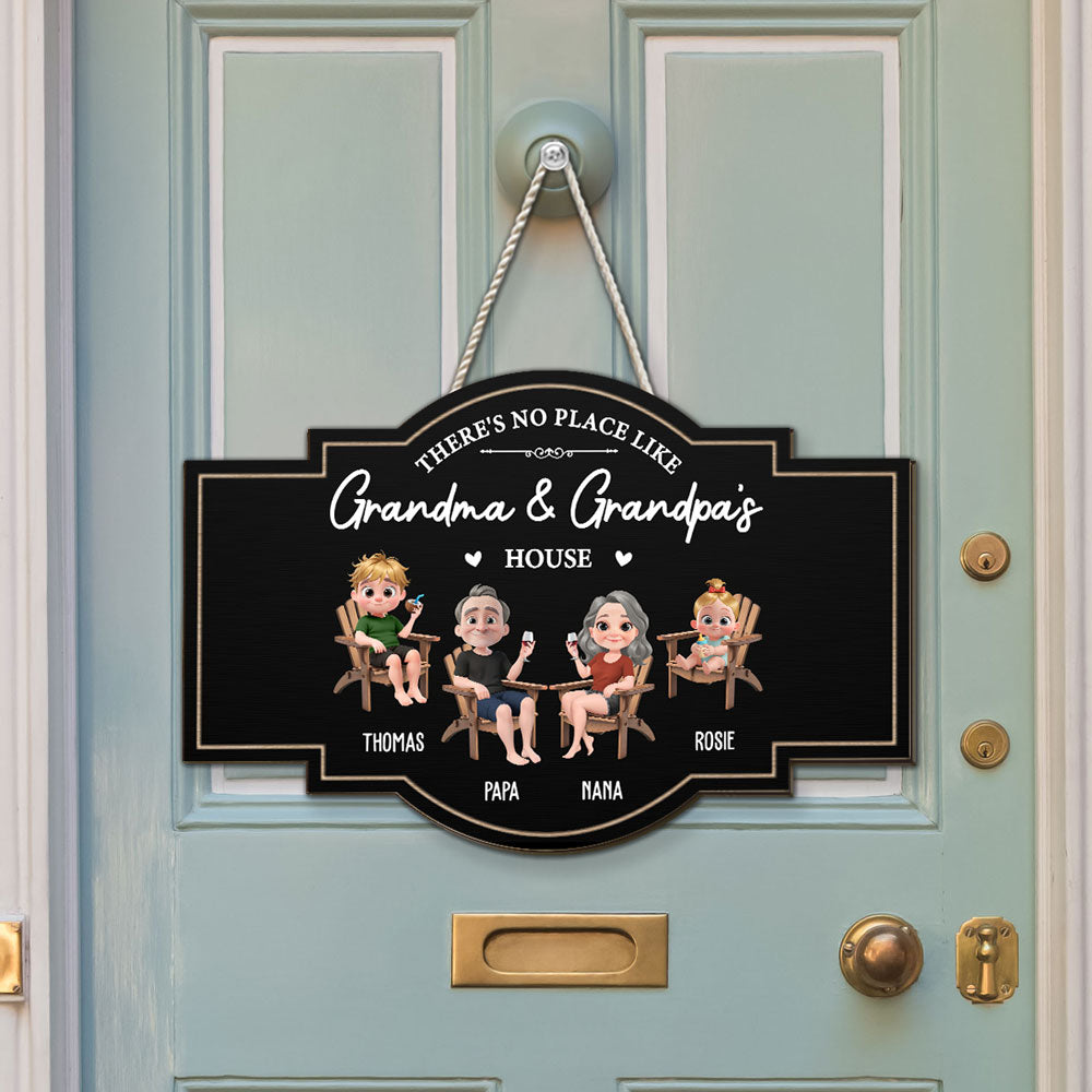 Custom Family Campground Sign, Campsite Outdoor Wall Decor • No Place Like Grandma House - Personalized Wood Sign