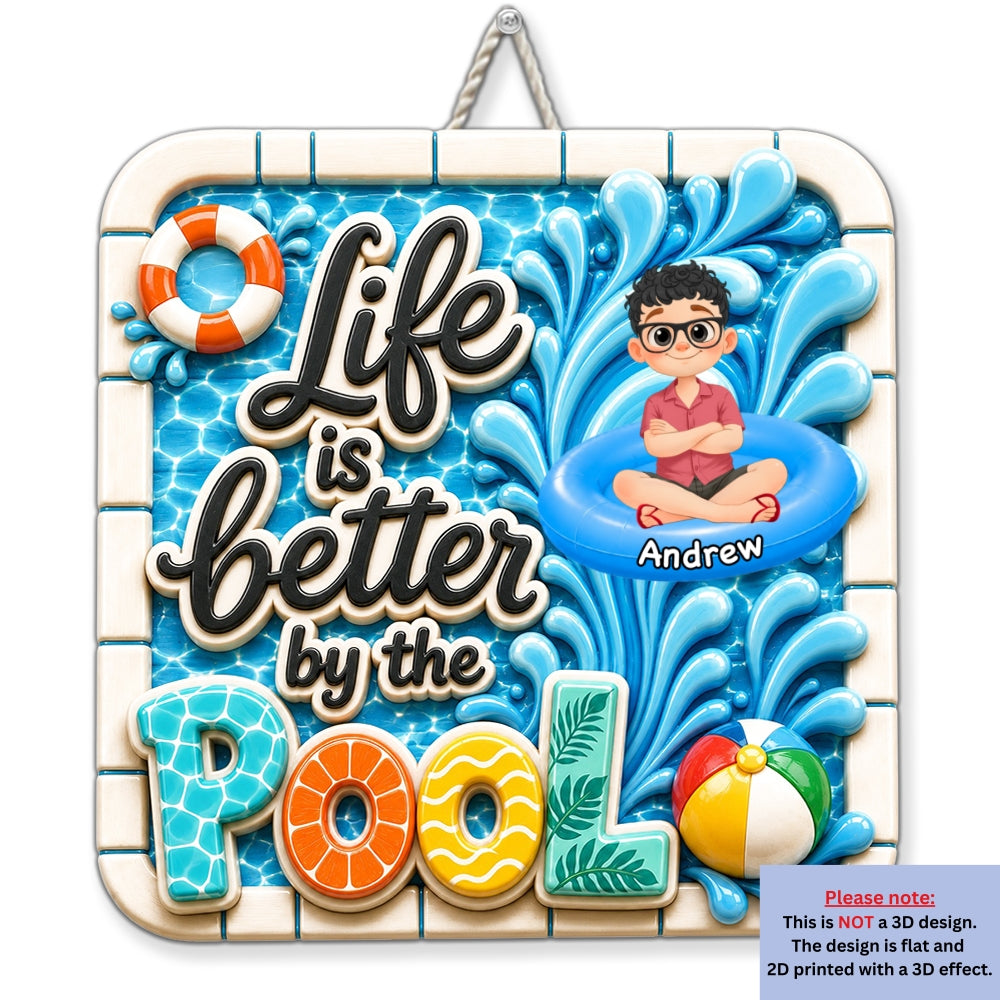 Custom 3D Family Summer Backyard, Patio & Porch Decor • The Best Life Is Here - Personalized 3D Effect Wood Sign