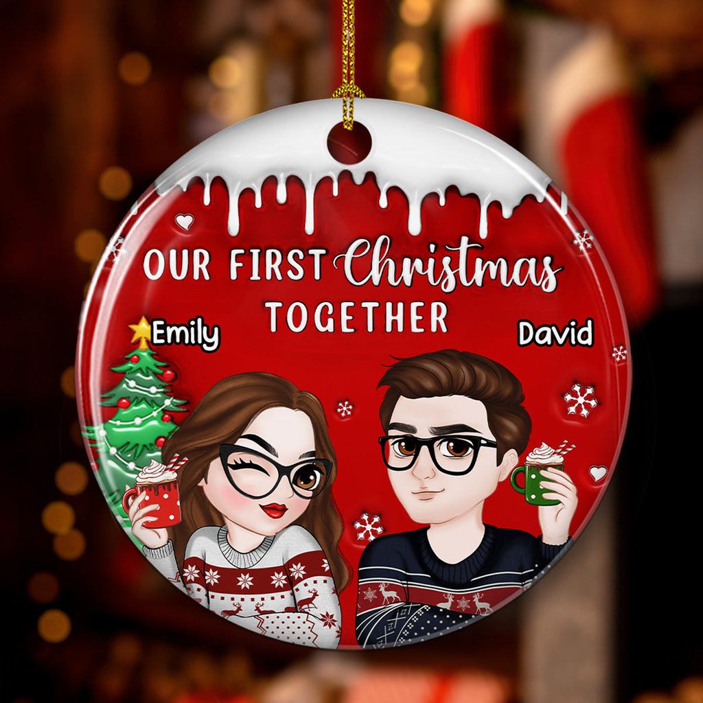 Custom First Christmas Ornament Married, Gift for Newlyweds •  I Found You - Personalized 3D Inflated Effect Ceramic Ornament