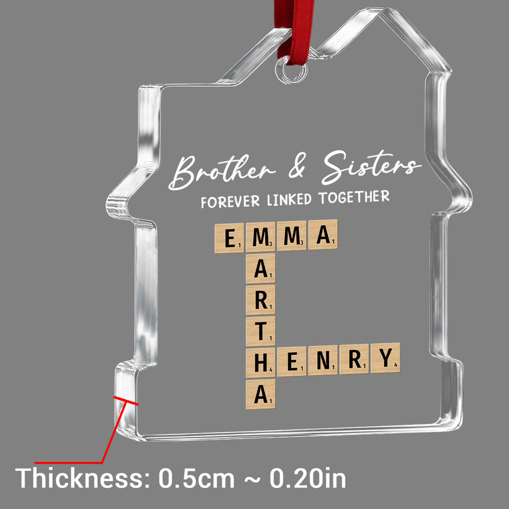 Custom Family Ornament, Christmas Gift for Family Members •  Family Roots Keep Us Together - Personalized House Shaped Glass Ornament