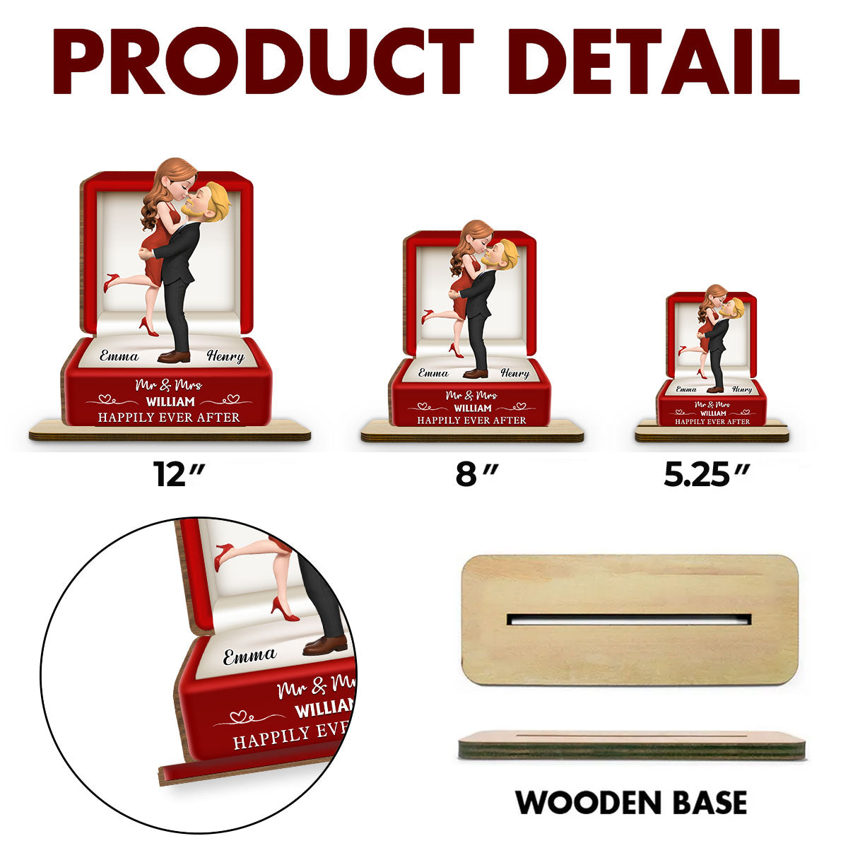 Custom Couple's Decor, Anniversary & Wedding Gift • The Year We Married - Personalized 2-Layer Wood Plaque With Flat Base