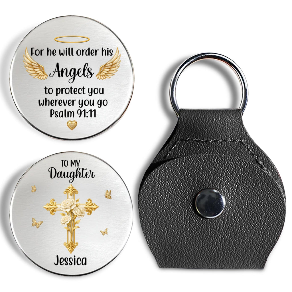 Custom Daughter Coin Keychain, Christian Gift, Faith Keepsake • Protect You - Personalized Pocket Hug