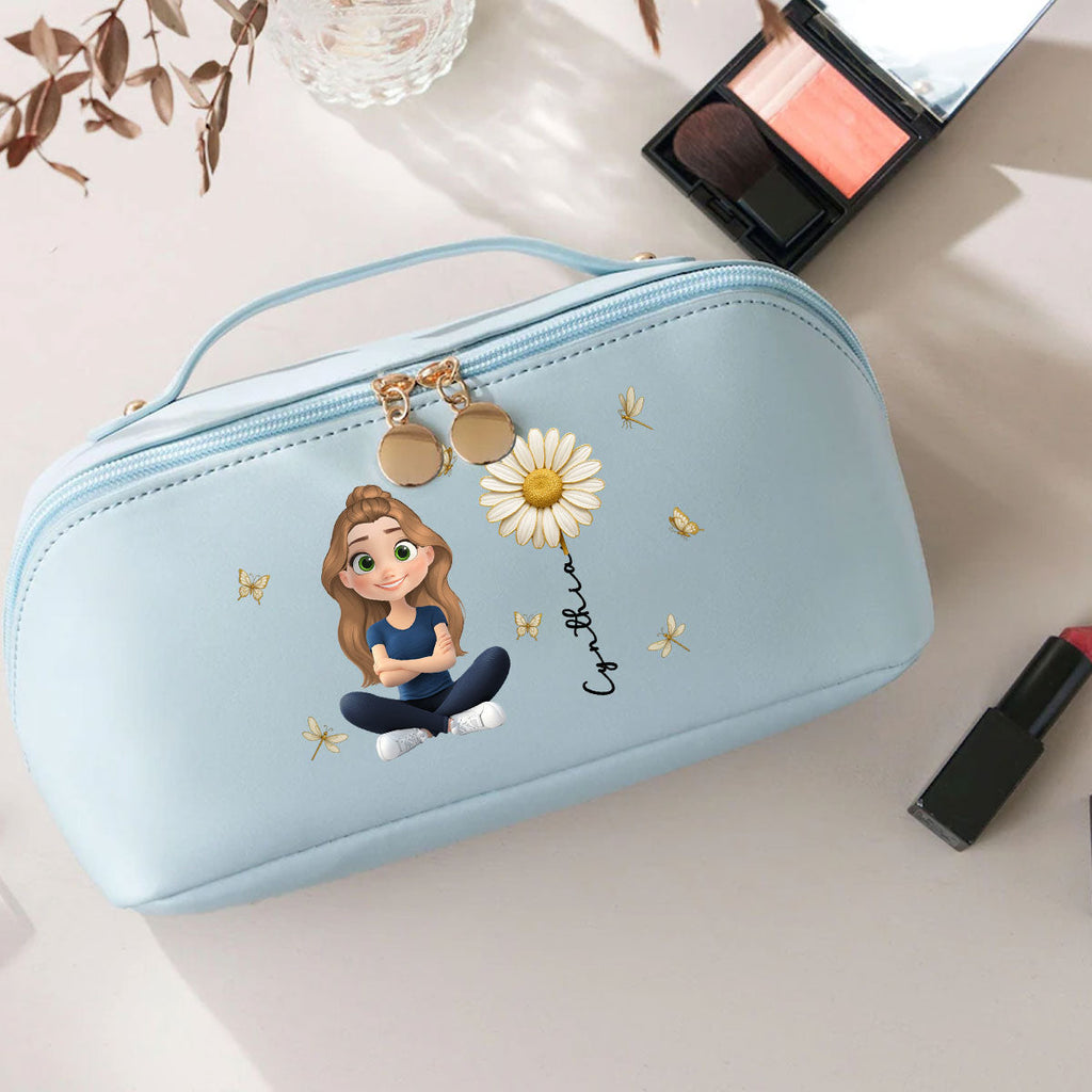 Floral Soul - Personalized Leather Makeup Bag
