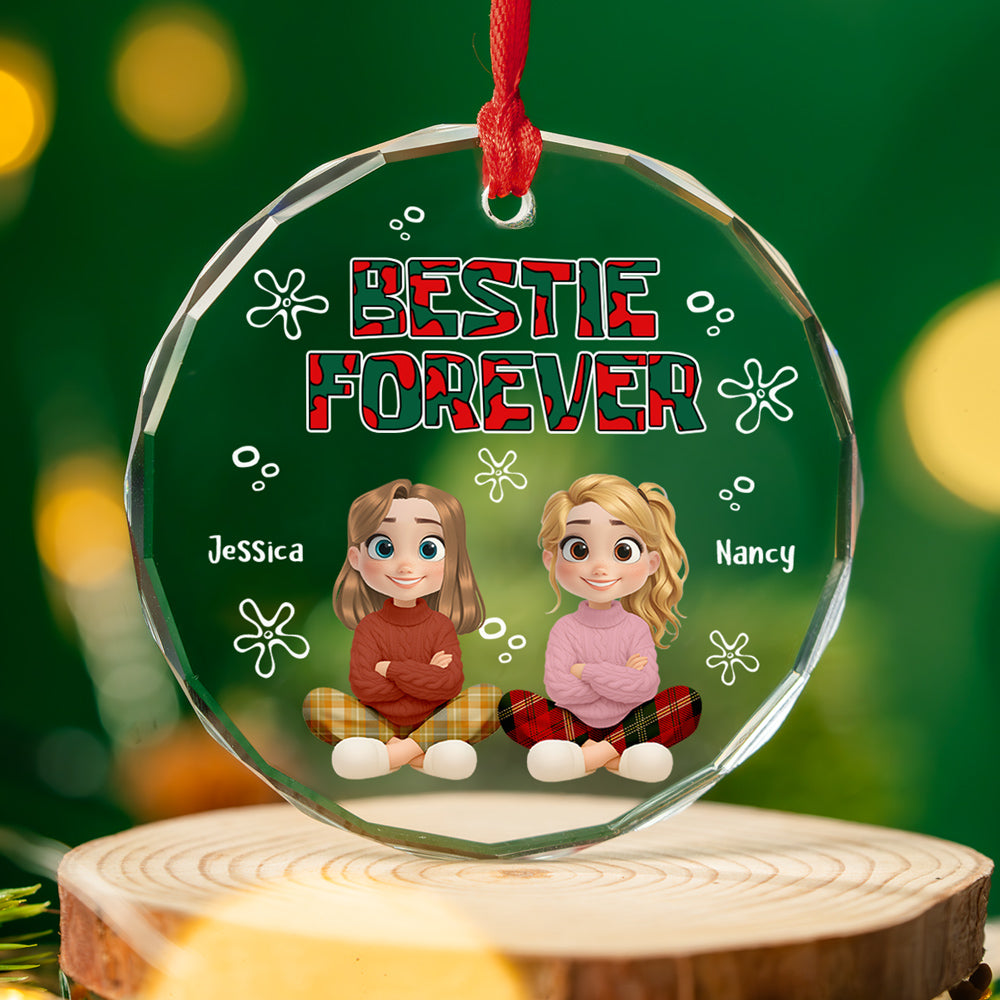Custom Friendship Christmas Ornament, Best Friend Gift •  My Best Girl - Personalized Glass Ornament