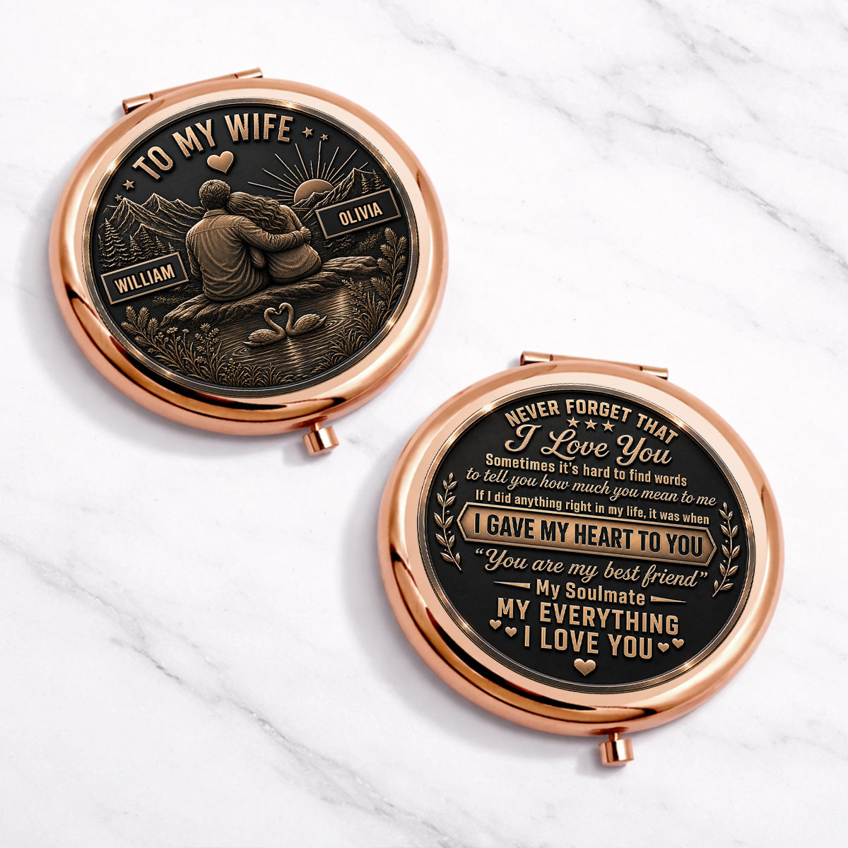 Love Lasts Forever - Personalized Compact Mirror