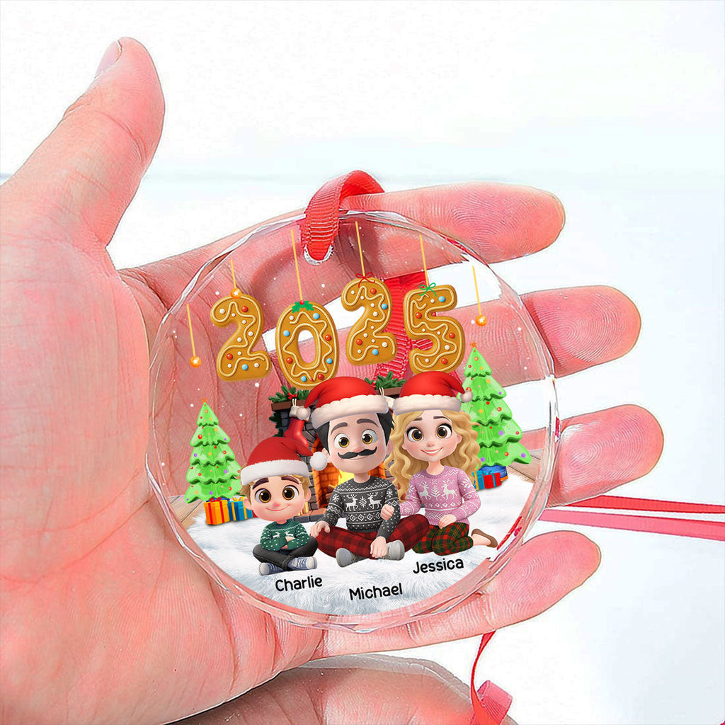 Custom Family Ornament, Christmas Gift for Family Members •  Family Of The Year - Personalized Glass Ornament