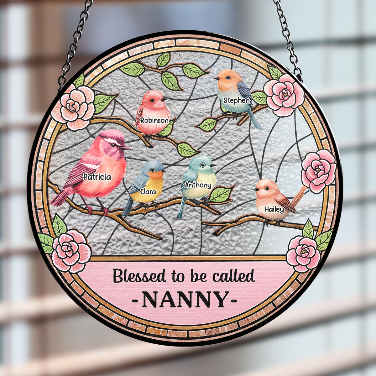 Custom Name Grandma Hanging Decor, Mother's Day Birthday Gifts • Blessed To Be Called Grandma - Personalized Window Hanging Suncatcher
