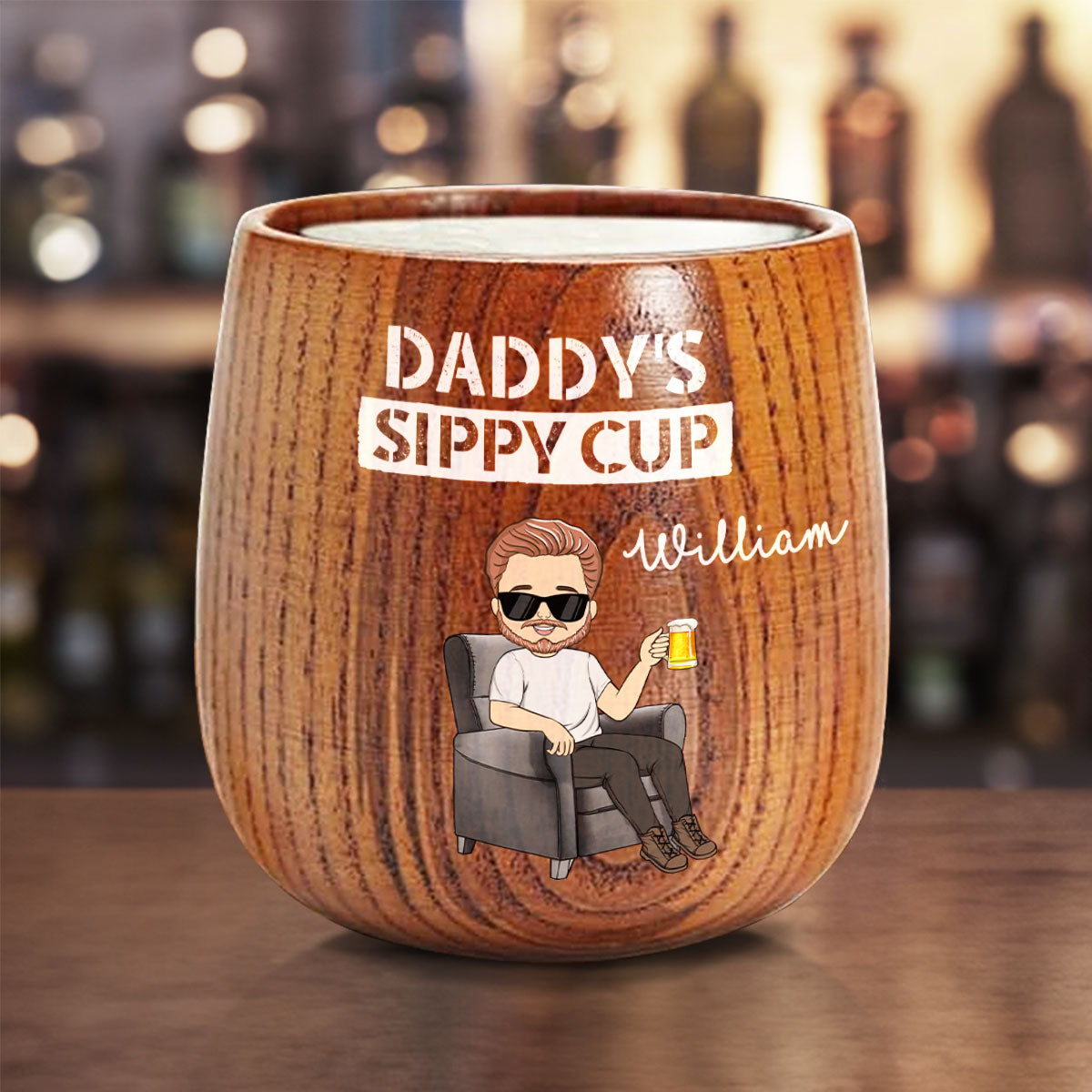Daddy Grandpa Sippy Cup - Personalized Wooden Whiskey Glass
