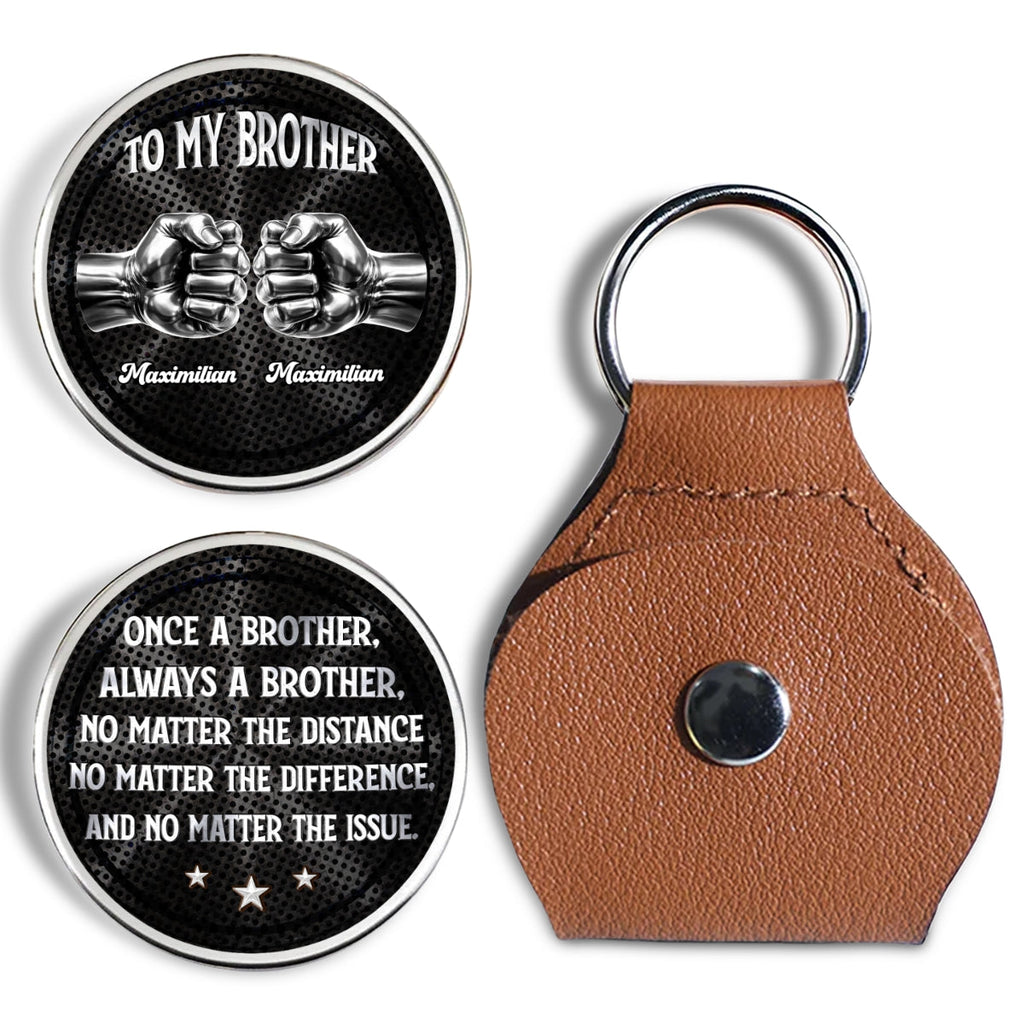 Custom Brother Coin Keychain, Birthday Gift for Family Members • Soulmate Best Friend - Personalized 3D Printing Pocket Hug