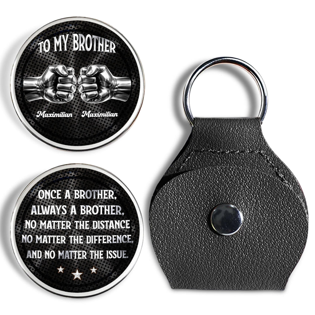 Custom Brother Coin Keychain, Birthday Gift for Family Members • Soulmate Best Friend - Personalized 3D Printing Pocket Hug