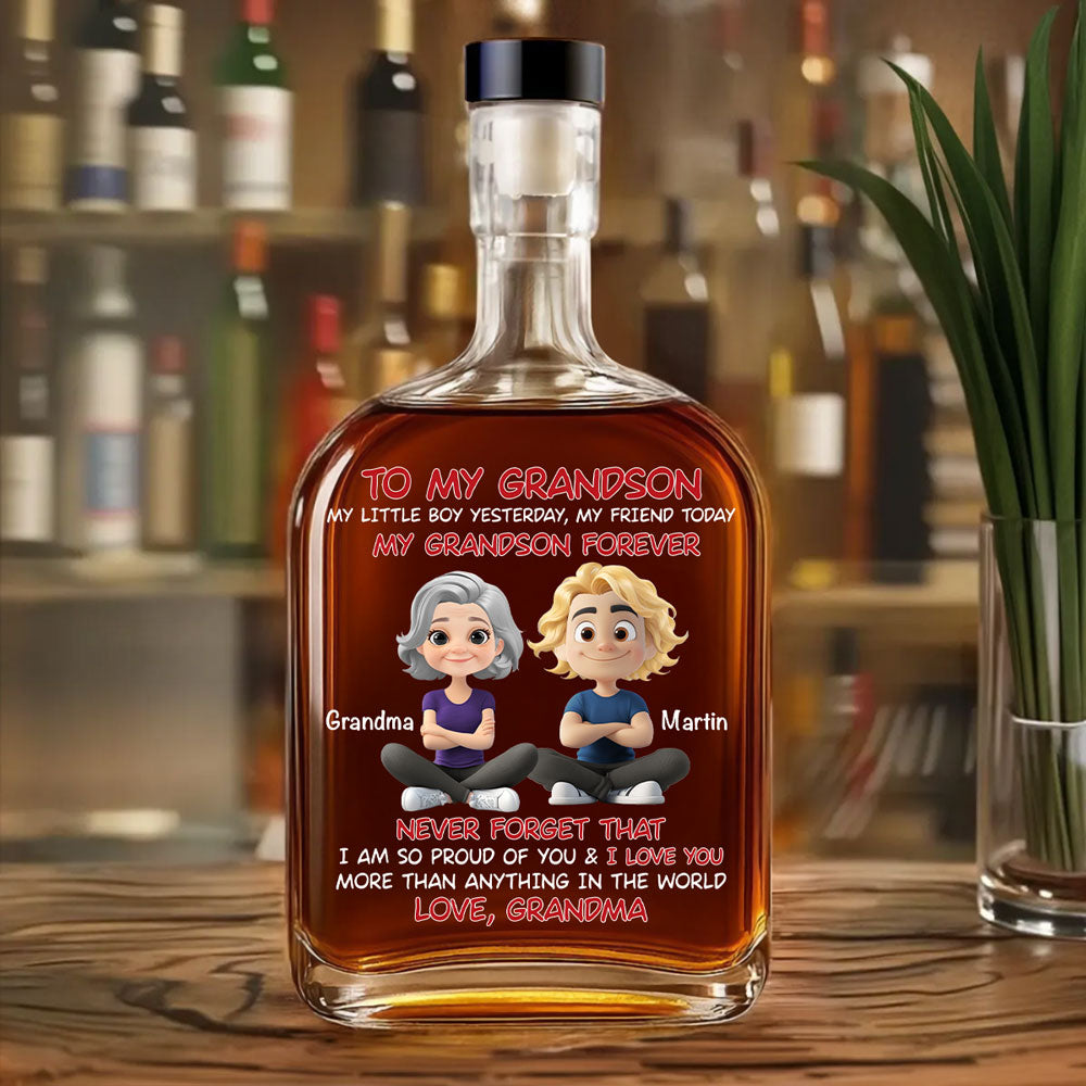 Grandma And Grandson Forever - Personalized Spirits Decanter