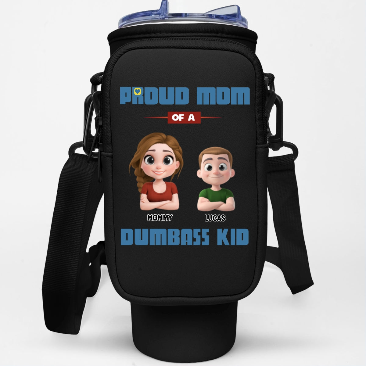 Proud Mom - Personalized Water Bottle Carrier Bag