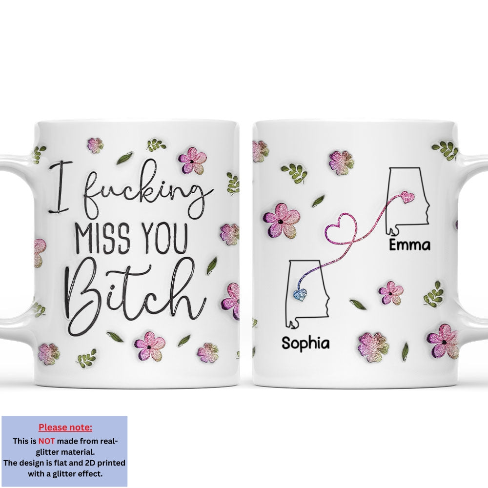 Custom Best Friend, Christmas & Birthday Friendship Keepsake Gift • I Miss You My Bestie Version 2 - Personalized 3D Inflated Effect Mug