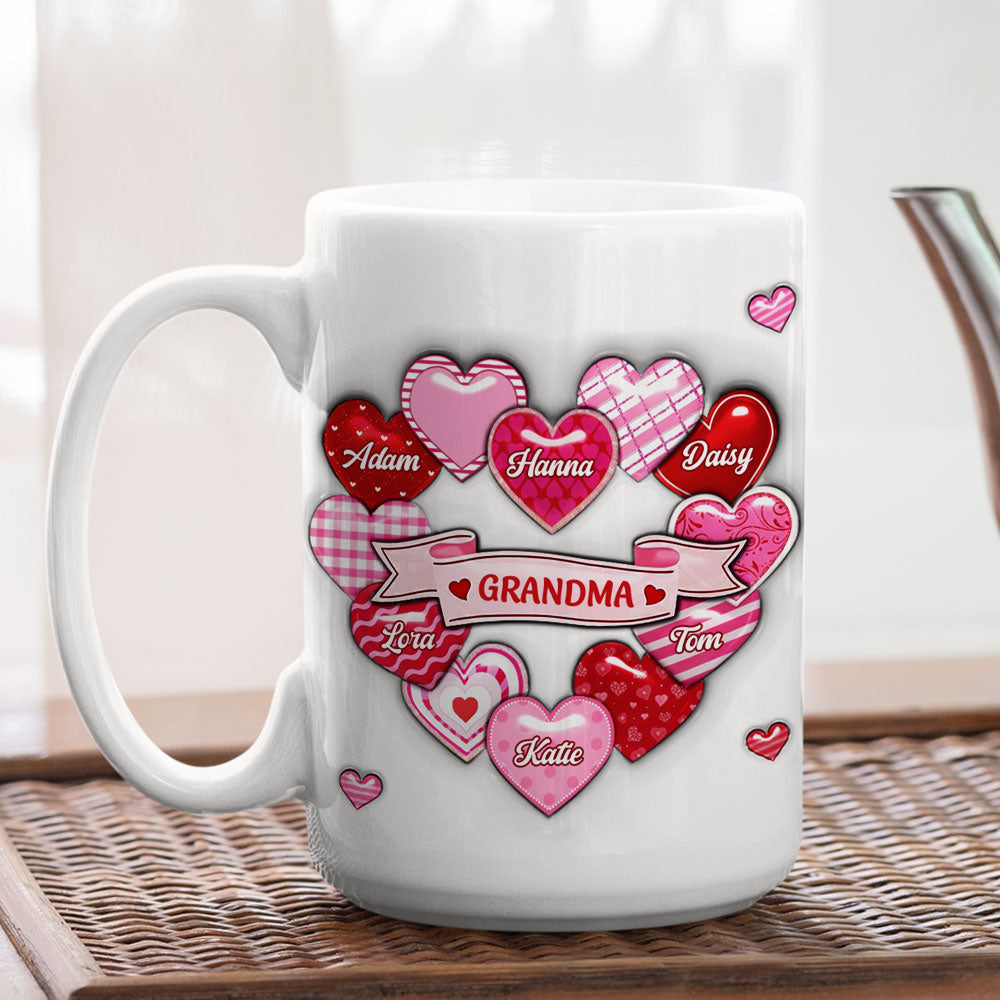 Custom Christmas & Birthday Gift For Grandma • Love Grows Here Grandma - Personalized 3D Inflated Effect Mug
