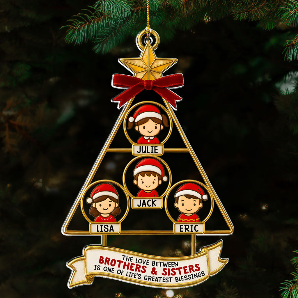 Custom Brothers & Sisters Christmas Ornament •  Siblings Memories Tree - Personalized Acrylic Ornament