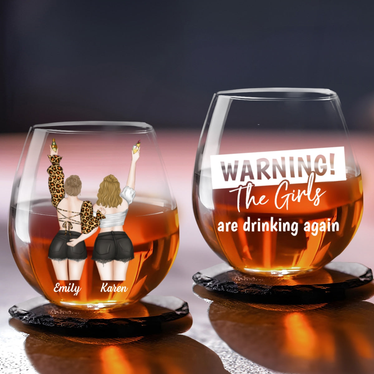 Warning The Girl - Personalized Wine Glass