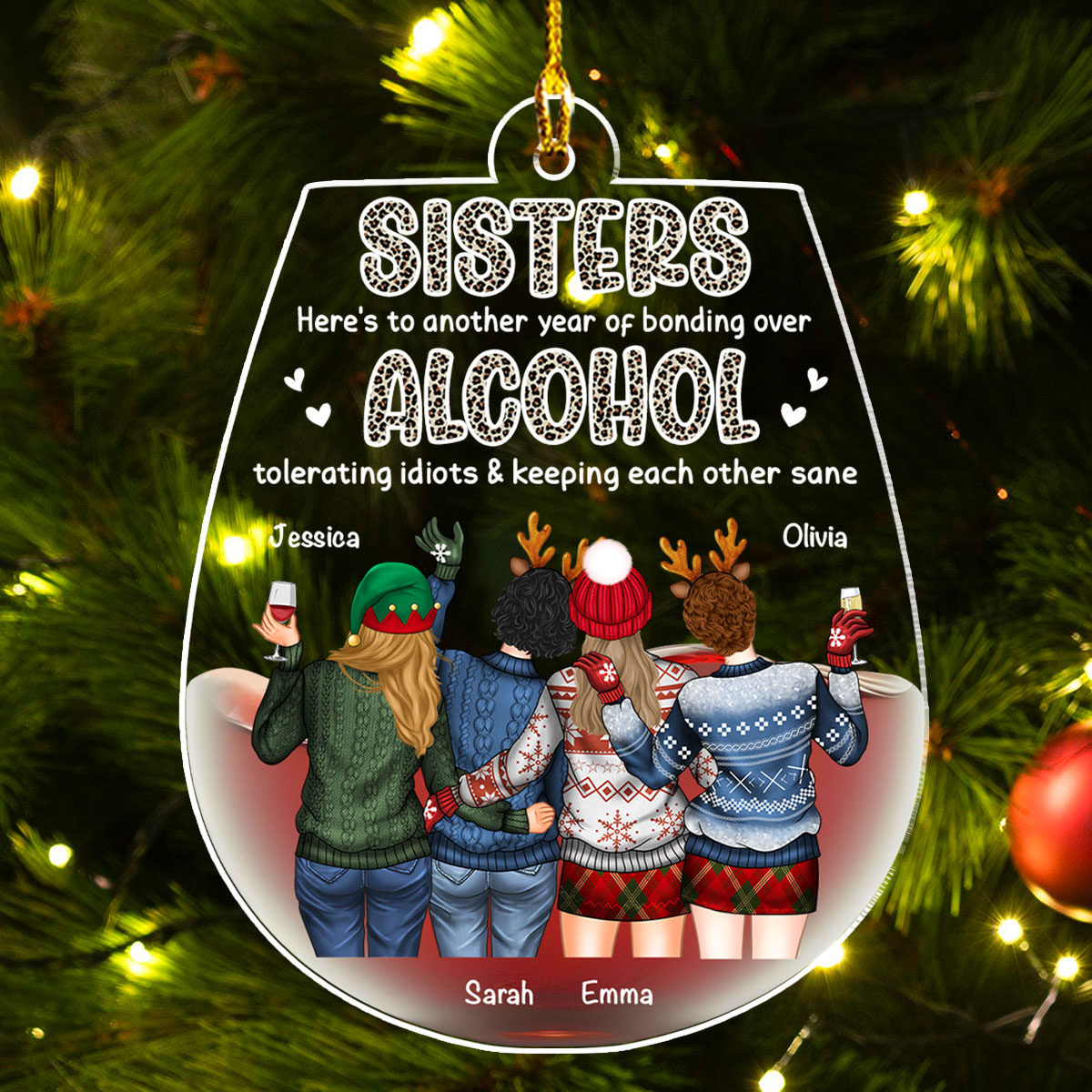Custom Friendship Christmas Ornament, Best Friend Gift •  Alcohol Tolerating - Personalized Acrylic Ornament