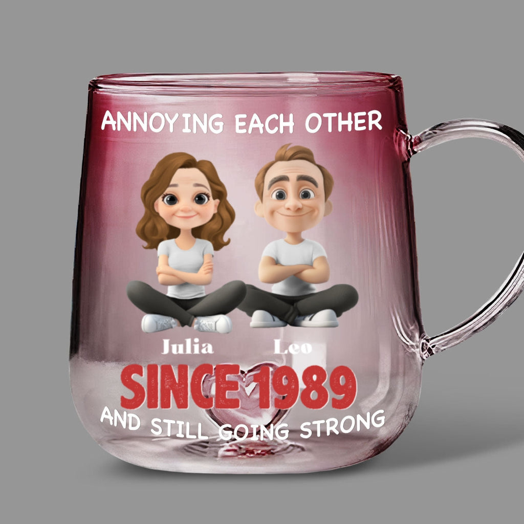 Custom Anniversary Keepsake Gifts For Couple • Together Forever - Personalized Pink Gradient Glass Mug