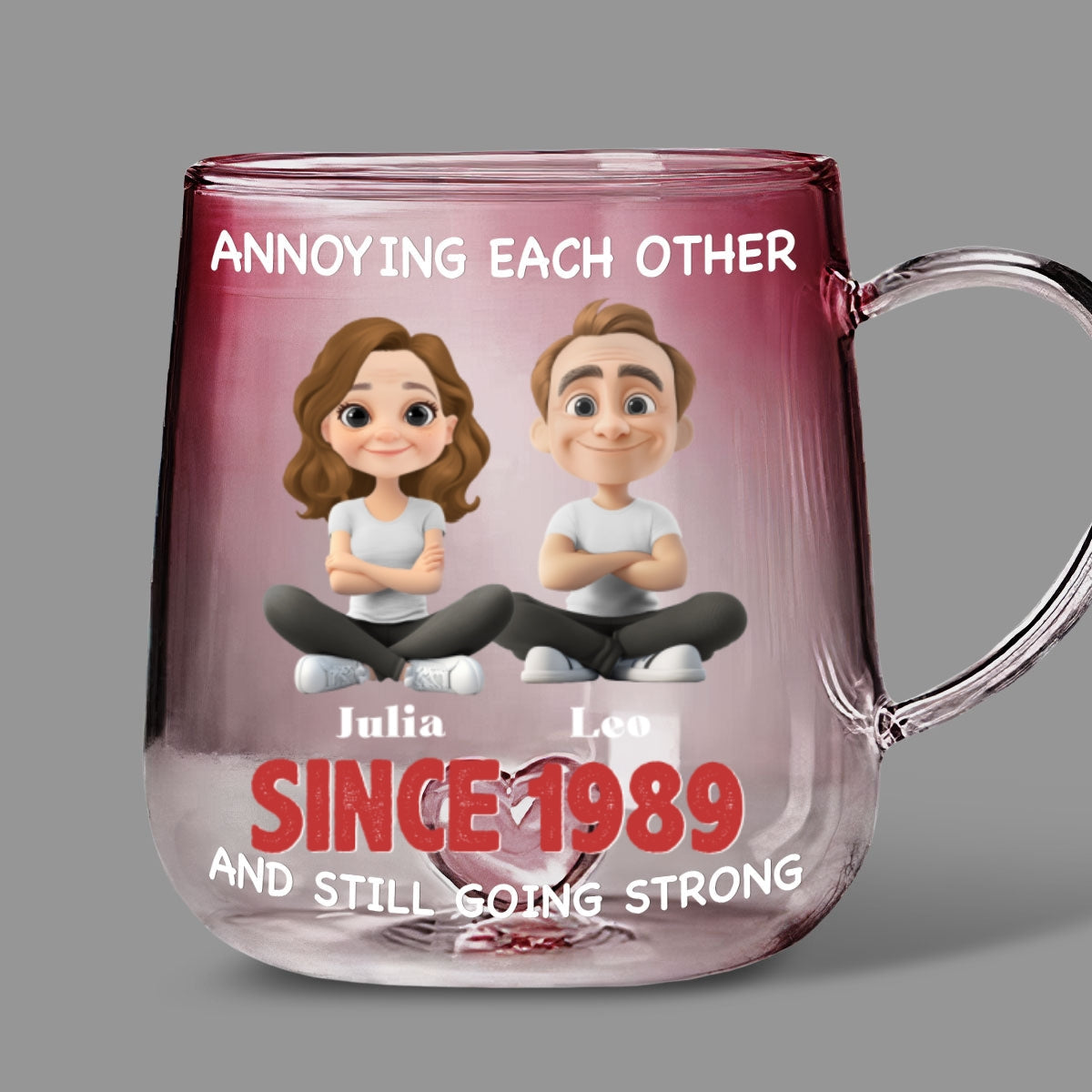 Custom Anniversary Keepsake Gifts For Couple • Together Forever - Personalized Pink Gradient Glass Mug