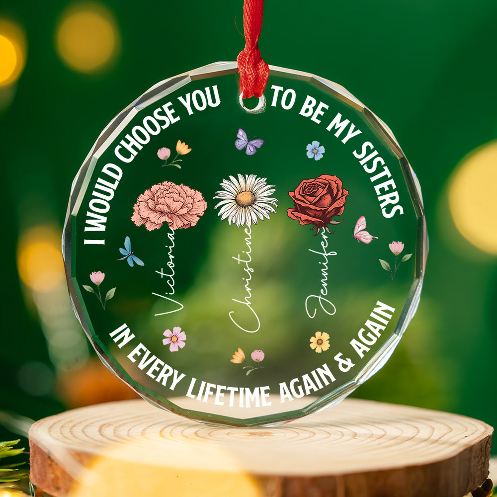 Custom Sister Christmas Ornament •  Choose You To Be My Sister - Personalized Glass Ornament