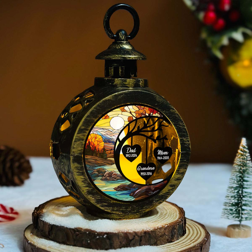 Custom Name Memorial Christmas Night Light, Remembrance Gifts • In Heaven - Personalized Christmas Lantern