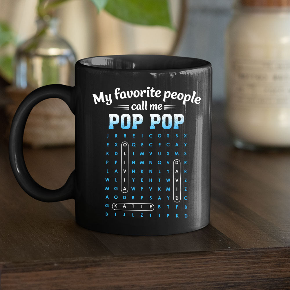 Custom Christmas & Birthday Gift For Grandpa • Favorite People Call Grandpa Dad Word Search Puzzle - Personalized Coffee Mug