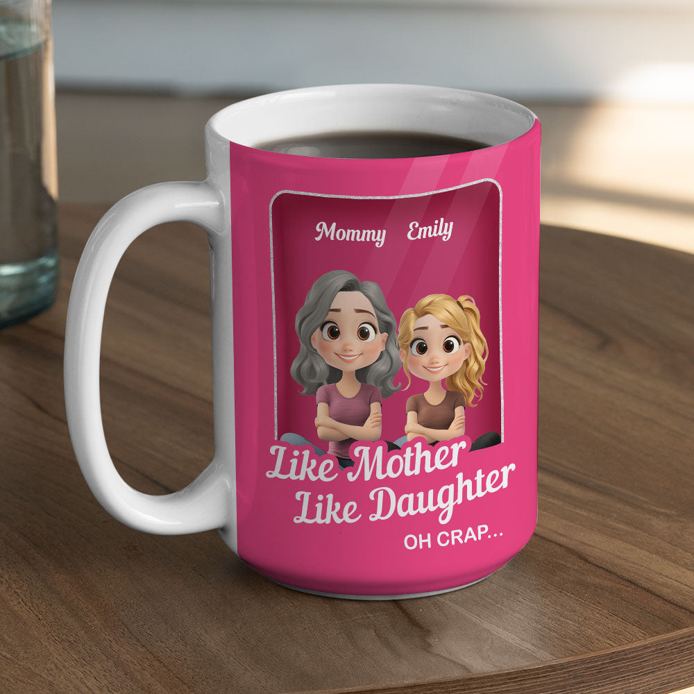 Custom Christmas & Birthday Gift for Daughter • Cute Mom And Daughter Cartoon - Personalized Coffee Mug